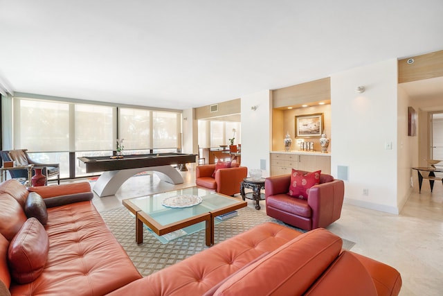 living room with expansive windows