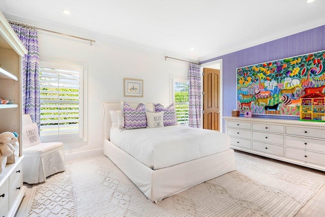 bedroom featuring ornamental molding