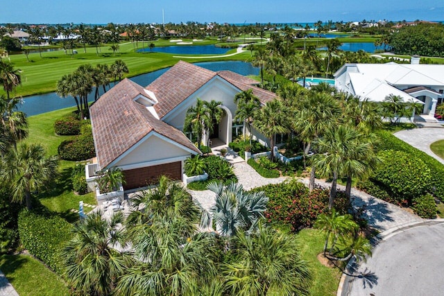 bird's eye view featuring a water view