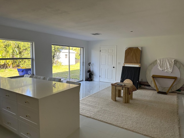 interior space with light tile floors