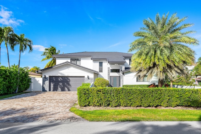 view of front of house with a garage