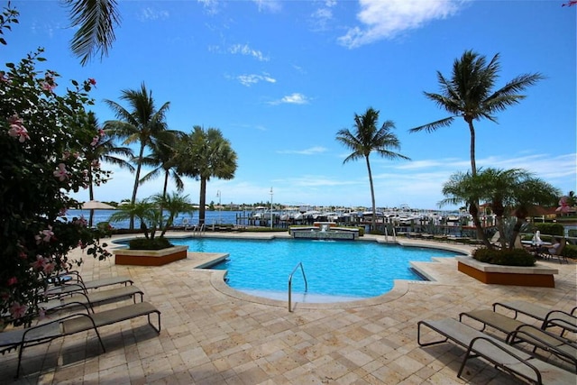 view of pool featuring a patio area