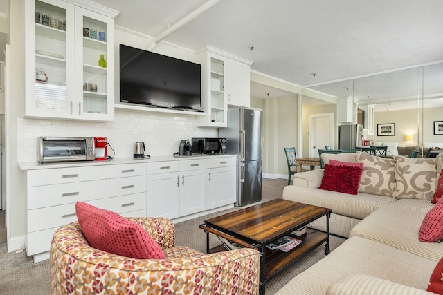 living room featuring carpet flooring