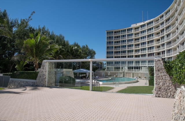 exterior space featuring a pool