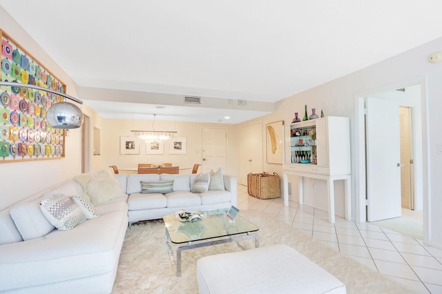 view of tiled living room