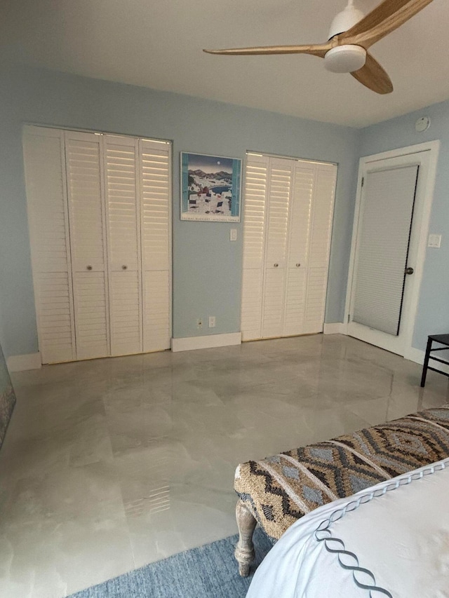 bedroom featuring ceiling fan