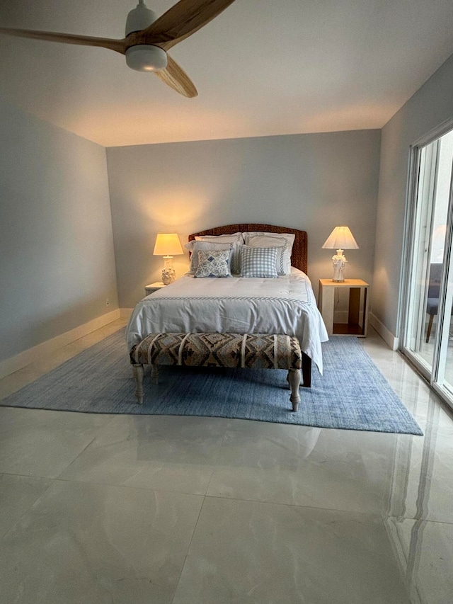 bedroom featuring ceiling fan