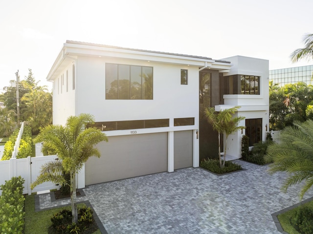 contemporary home featuring a garage