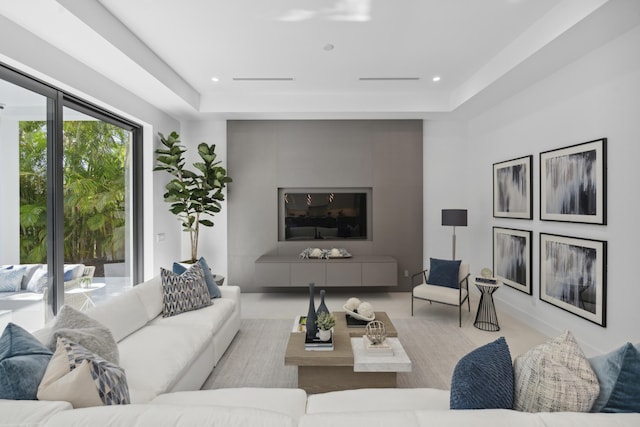 living area with recessed lighting