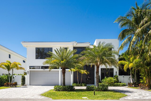 contemporary house featuring a garage