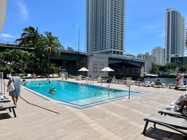 view of pool with a patio