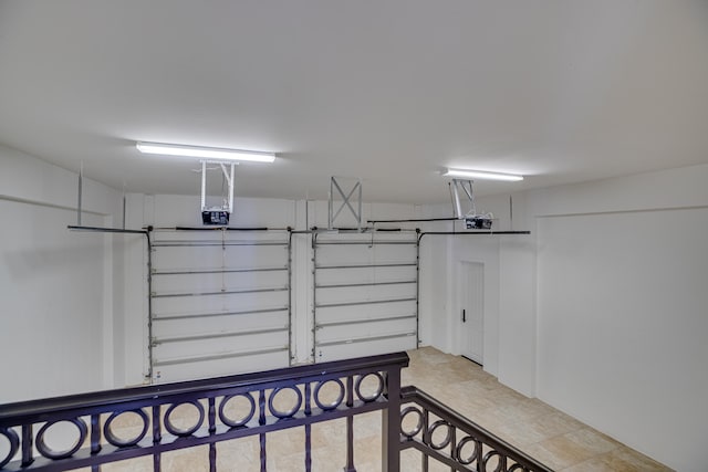 garage with a garage door opener