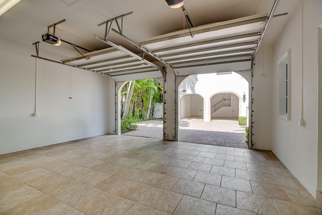 garage with a garage door opener