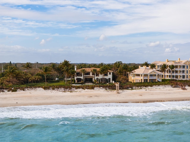 property view of water featuring a view of the beach