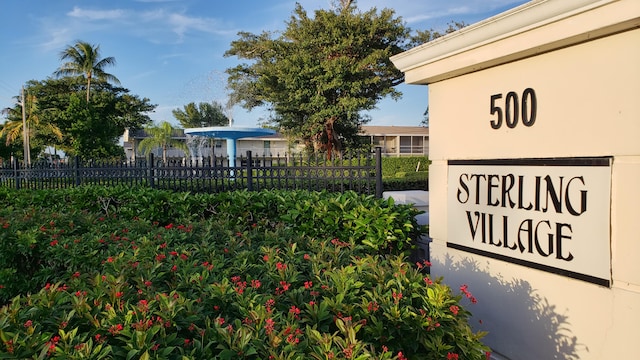 view of community sign