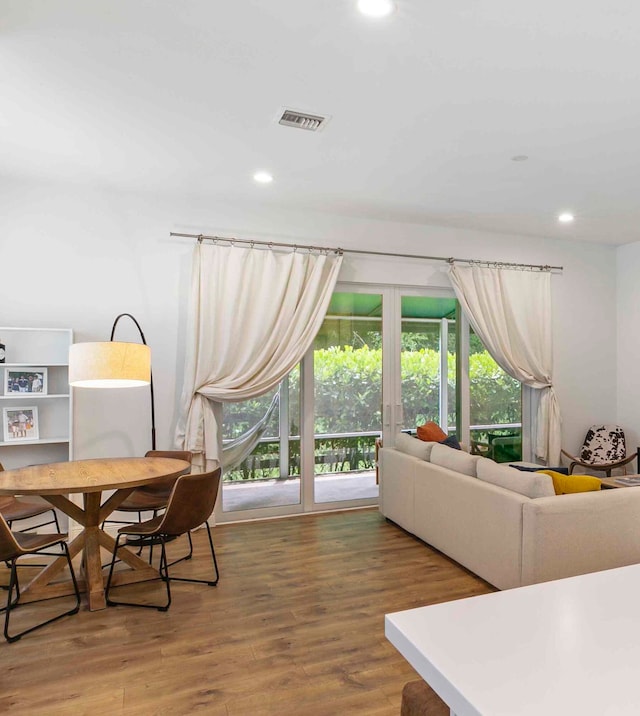 living room with wood-type flooring