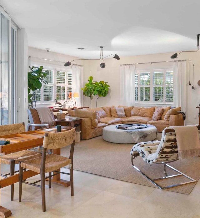 view of tiled living room