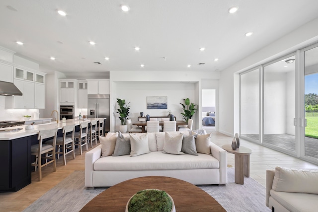 living room featuring light hardwood / wood-style floors