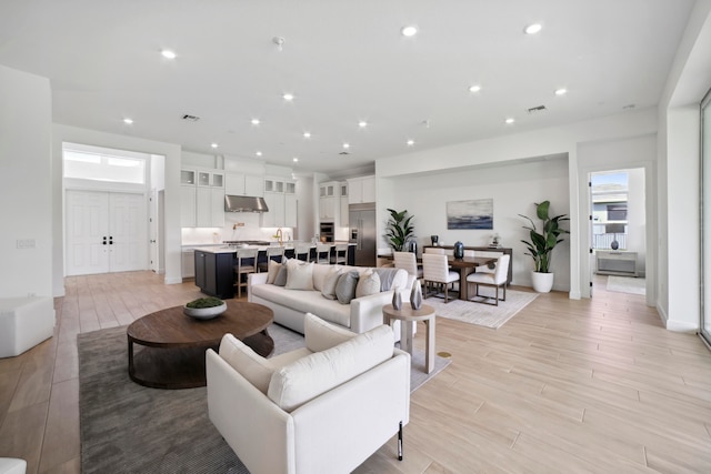 living room featuring light hardwood / wood-style flooring