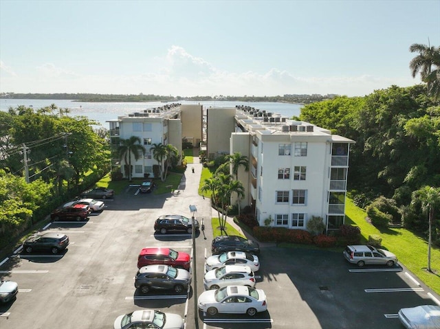 view of building exterior featuring a water view