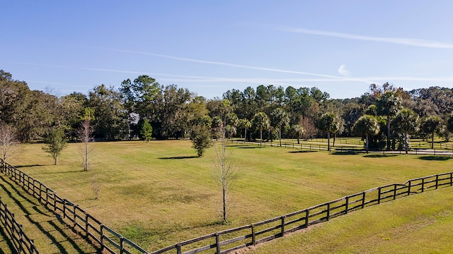 view of yard with a rural view