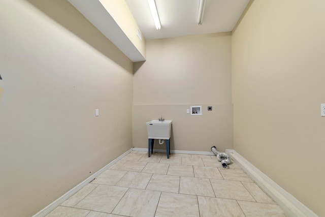 laundry room with washer hookup, hookup for an electric dryer, and light tile floors