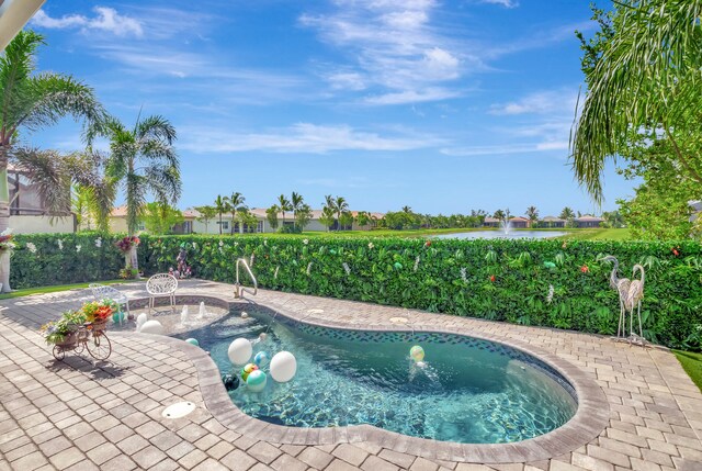 view of swimming pool with a patio