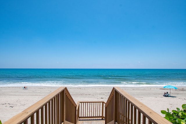 view of water feature with a view of the beach