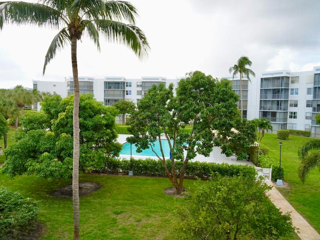 view of community featuring a yard