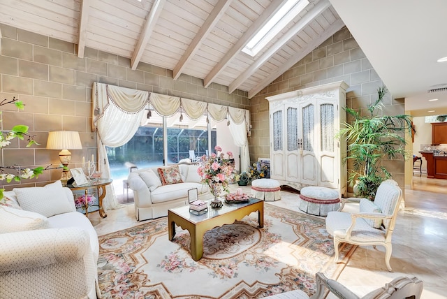 4590 Live Oak Blvd, Delray Beach, FL 33445 - living room featuring lofted ceiling with beams