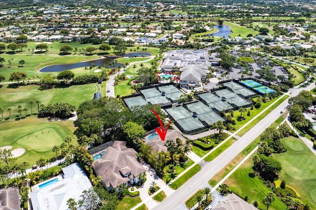 4590 Live Oak Blvd, Delray Beach, FL 33445 - bird's eye view featuring a water view, view of golf course, and a residential view