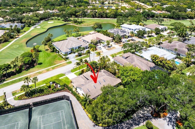 4590 Live Oak Blvd, Delray Beach, FL 33445 - birds eye view of property with a water view, a residential view, and golf course view