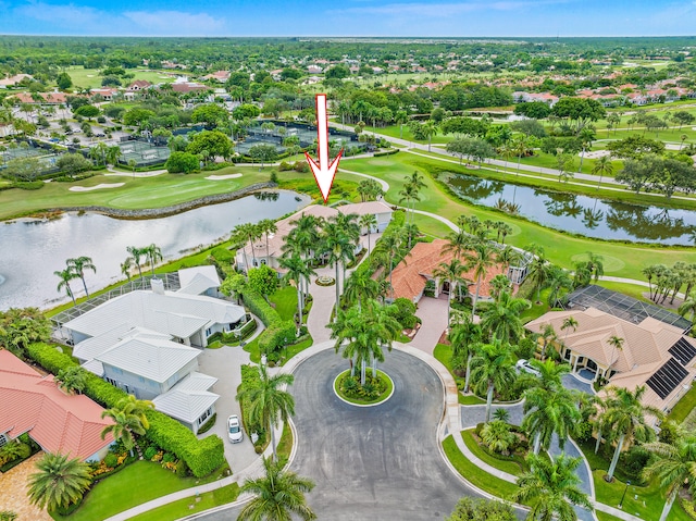 bird's eye view featuring a water view