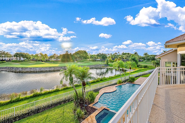 balcony featuring a water view