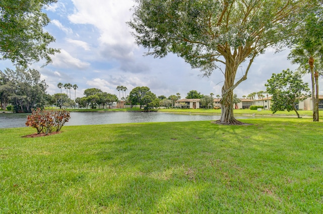 view of yard featuring a water view