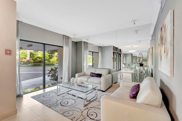 view of tiled living room