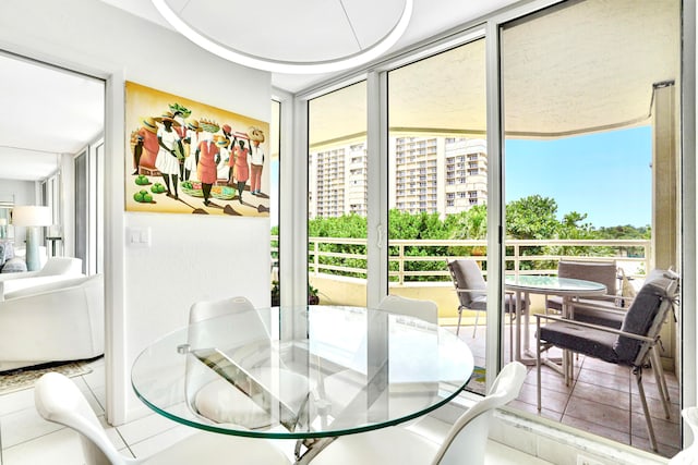 dining space featuring tile patterned floors