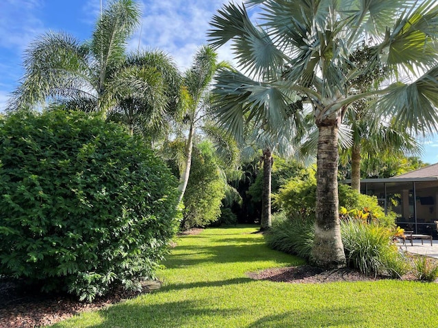 view of yard with a sunroom