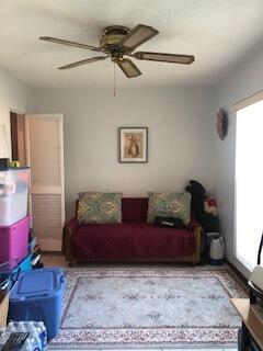 living room featuring ceiling fan