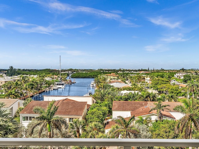 bird's eye view featuring a water view