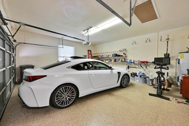 garage with a garage door opener