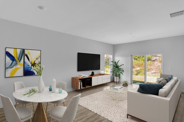 living room featuring light hardwood / wood-style floors