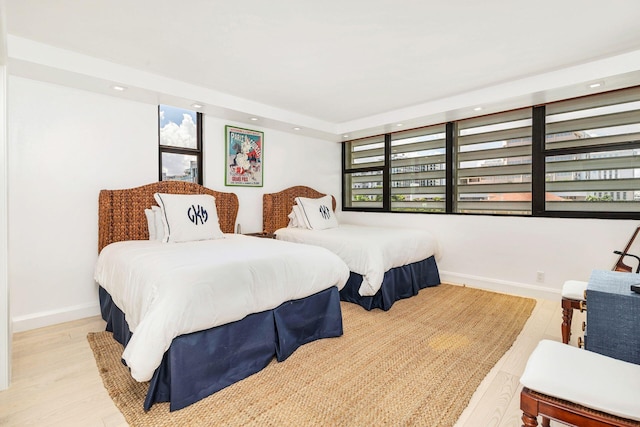 bedroom featuring light wood-type flooring