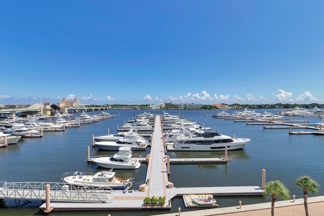 view of dock featuring a water view