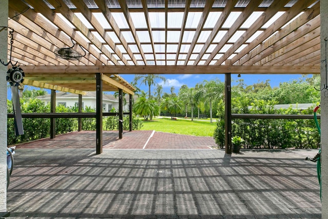 view of terrace with a pergola