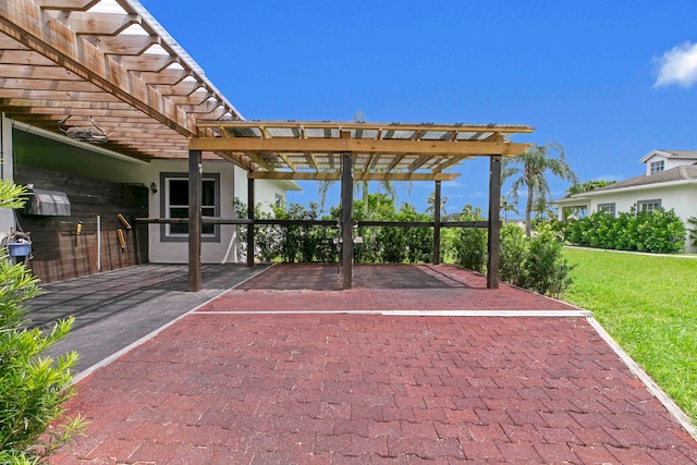 exterior space featuring a pergola