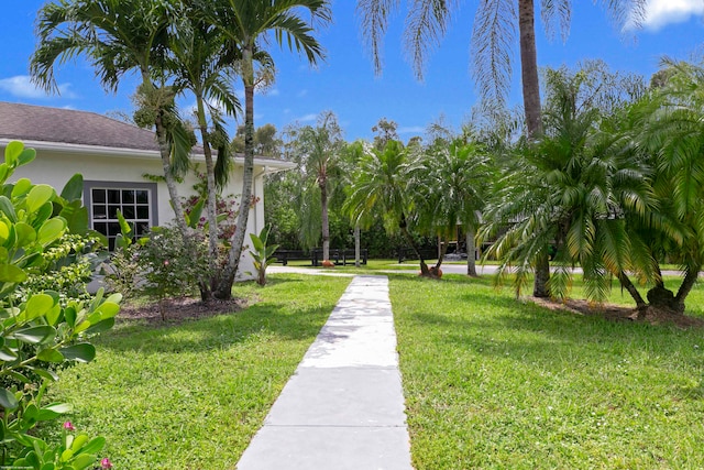 view of property's community featuring a lawn