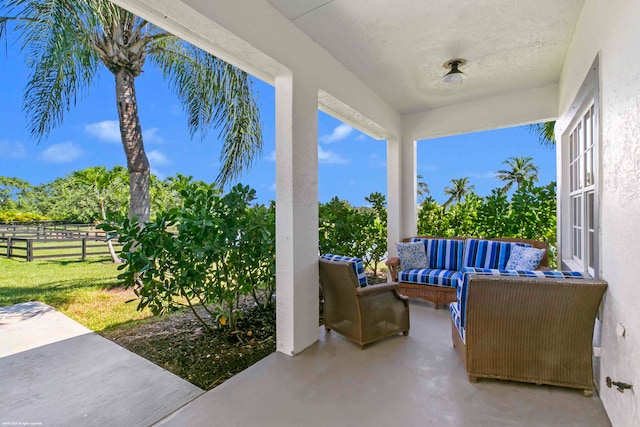 view of patio featuring an outdoor hangout area