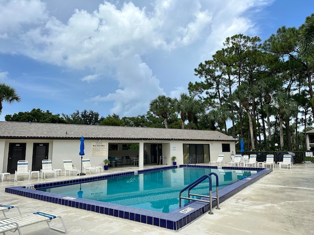 view of pool featuring a patio area