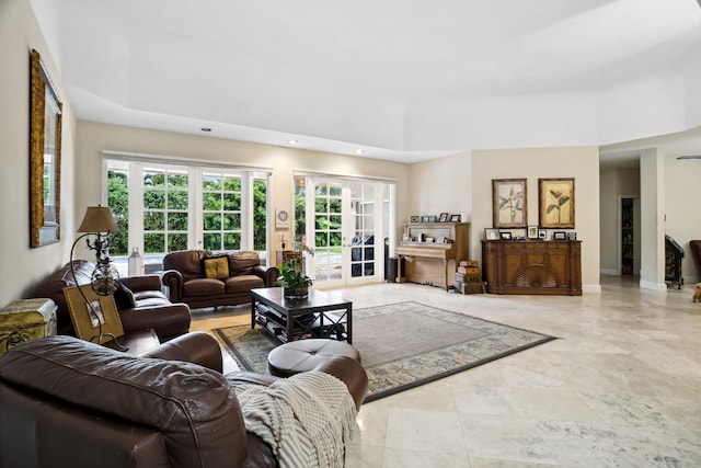 view of tiled living room